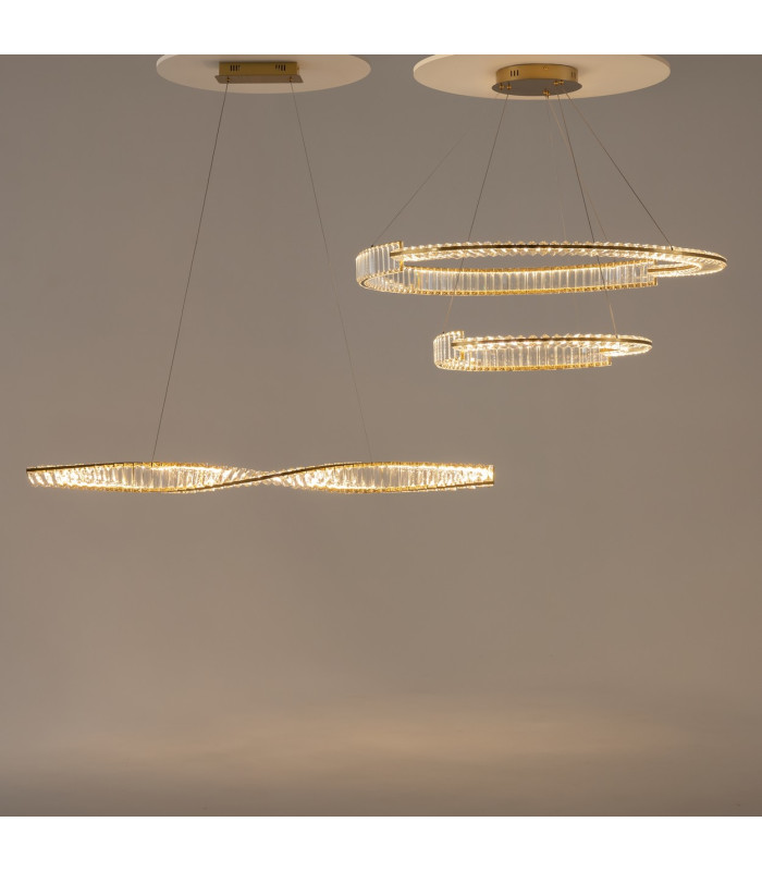Krone Modern 120cm Bar Pendant Ceiling Light Brass 3000K 2600lm Crystal Shade-4