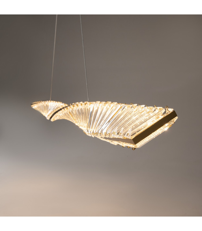 Krone Modern 120cm Bar Pendant Ceiling Light Brass 3000K 2600lm Crystal Shade-5