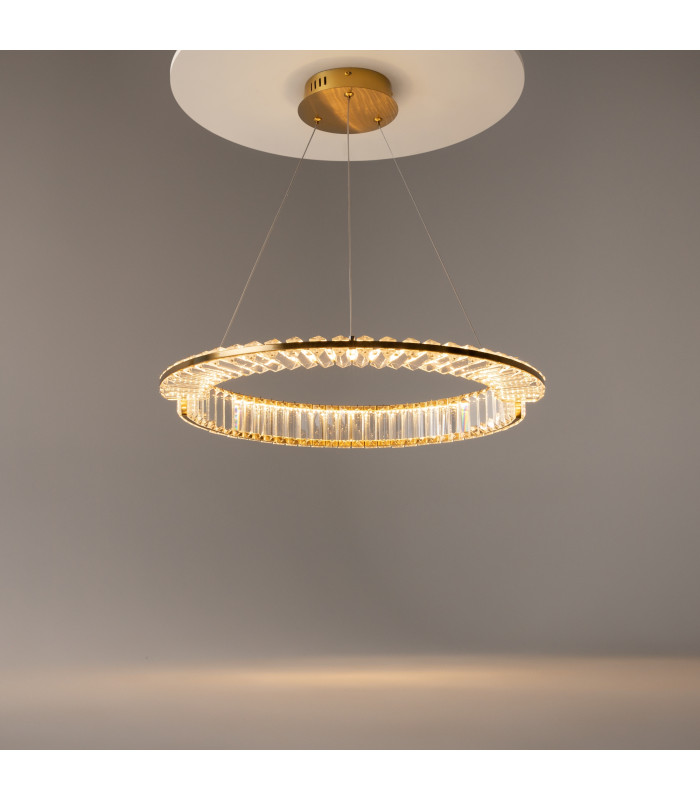 Krone Modern 60cm Pendant Ceiling Light Brass 3000K 2340lm Crystal Shade-2
