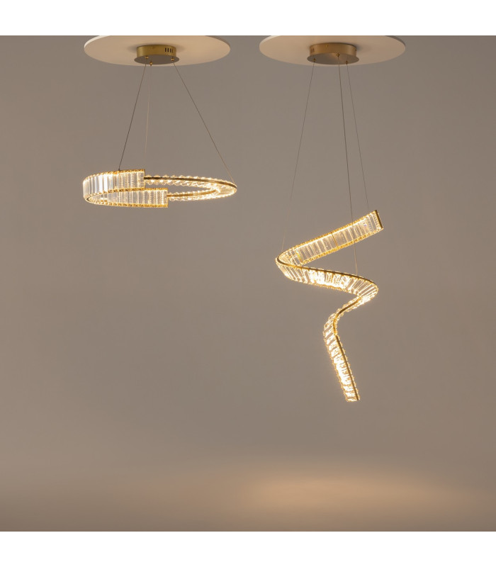 Krone Modern 60cm Pendant Ceiling Light Brass 3000K 2340lm Crystal Shade-4