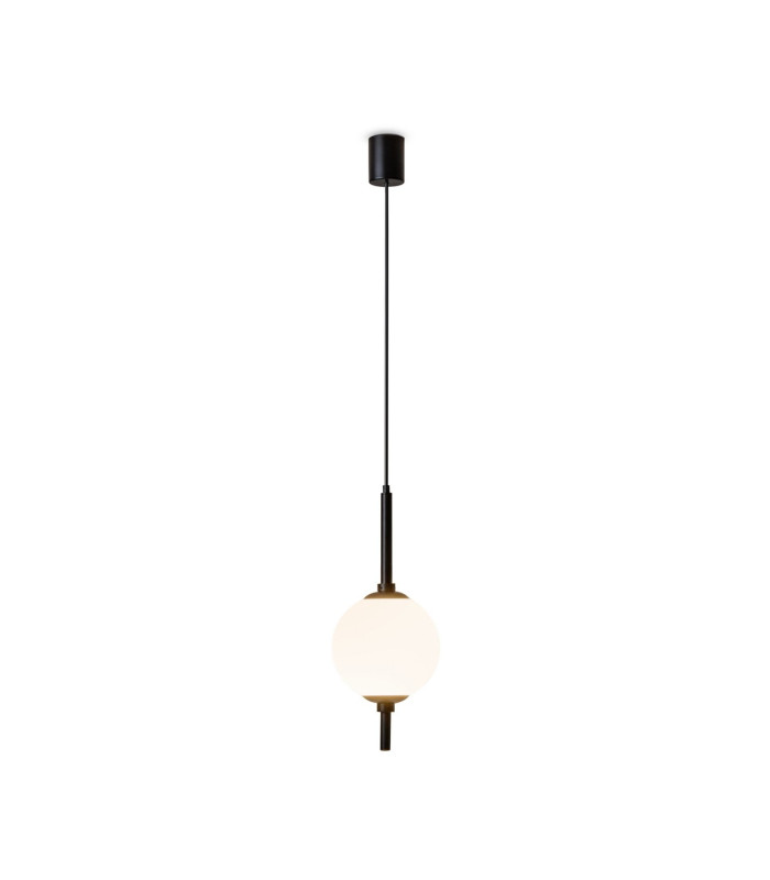 The Sixth Sense Modern Globe Pendant Ceiling Light Black 3000K 500lm White Shade-1