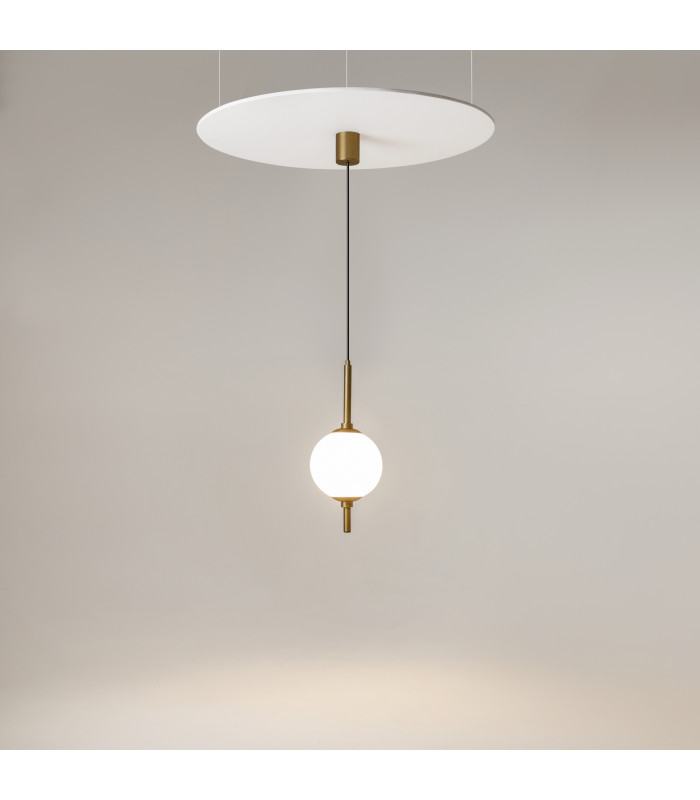 The Sixth Sense Modern Globe Pendant Ceiling Light Brass 3000K 500lm White Shade-2