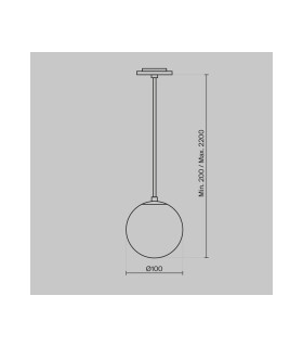 Luna 10cm RECESSED Globe Pendant Ceiling Light Black And White 3000K 300lm-3