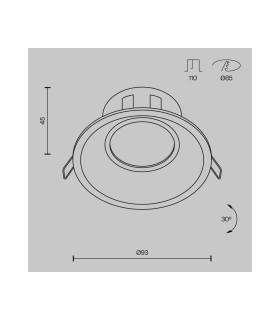 Dot Round Recessed Downlight Black 1xGU10-3