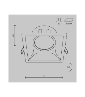 Dot Square Recessed Downlight White 1xGU10-3
