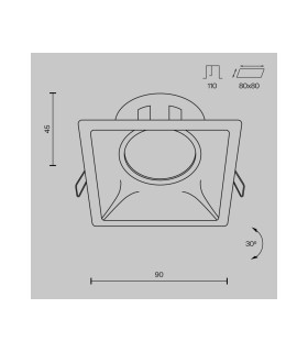 Dot Square Recessed Downlight Black 1xGU10-3