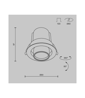 Hidden Round Recessed Downlight Black 3000K 760lm-3
