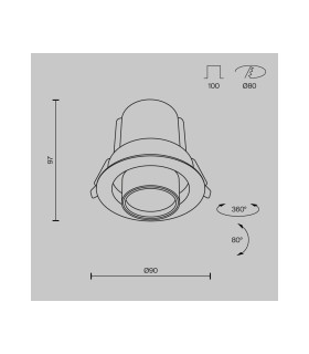 Hidden Round Recessed Downlight White 3000K 780lm-3