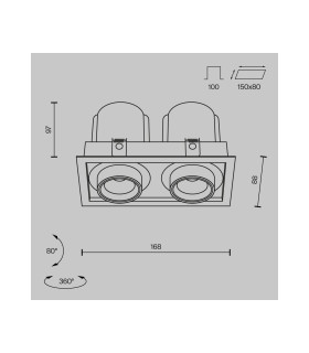 Hidden Twin Recessed Downlight Black 3000K 1400lm-3