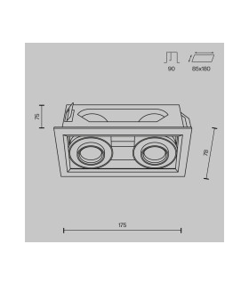 Metal Modern Twin Recessed Downlight White 3000K 1450lm-3