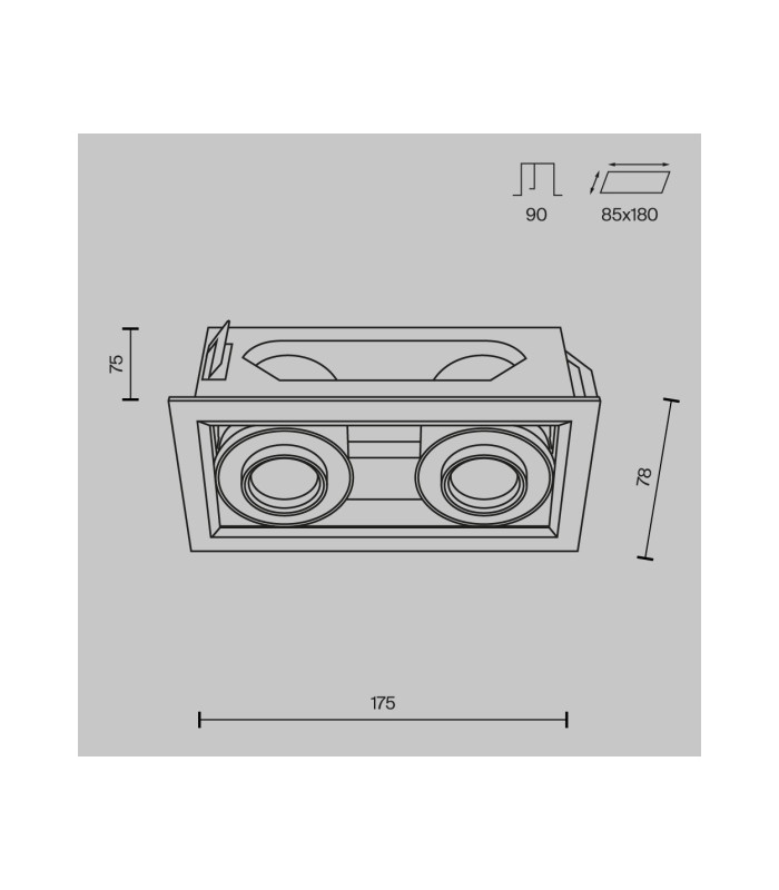 Metal Modern Twin Recessed Downlight White 3000K 1450lm-3