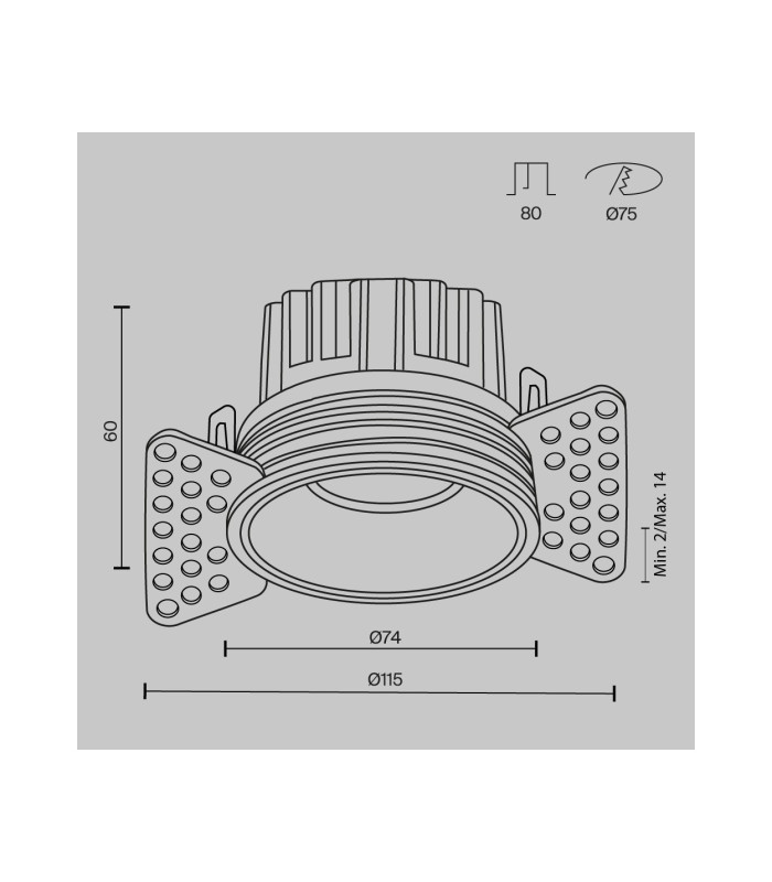 Round Trimless Recessed Downlight Brass 3000K 810lm-3