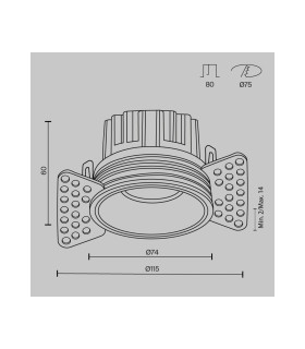 Round Trimless Recessed Downlight White 3000K 920lm-3