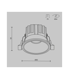 Round Recessed Downlight Black 3000K 490lm-3