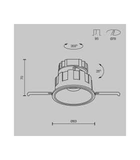 Wise Recessed Downlight Black 3000K 570lm-3