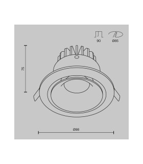 Yin Recessed Downlight Dimmable Black 4000K 820lm-3