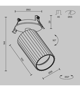 Calipso Recessed Adjustable Recessed Downlight Brass 1xGU10-3
