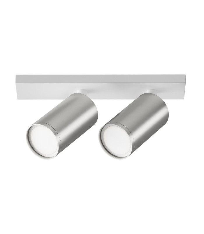 Focus S Twin Ceiling Spotlight White 2xGU10 Matte Silver Shade-1