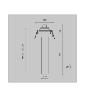 Focus T 20cm Recessed Downlight Brass 3000K 460lm-3