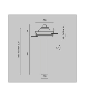 Focus T 20cm Trimless Recessed Downlight Brass 3000K 460lm-3