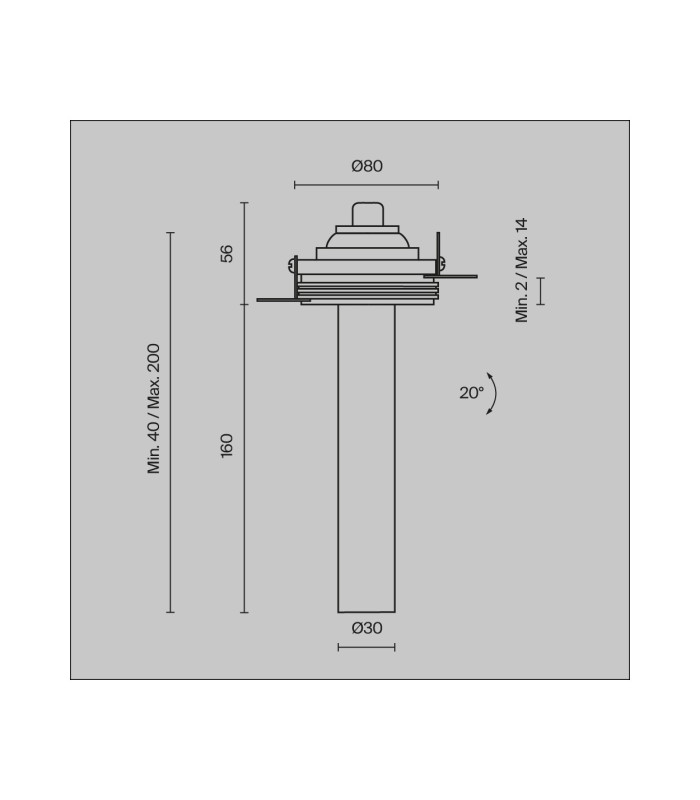Focus T 20cm Trimless Recessed Downlight Brass 3000K 460lm-3