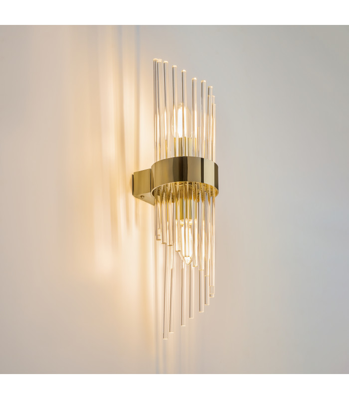 Frame Modern Up & Down Wall Lamp Gold 2xE14 Glass Shade-2