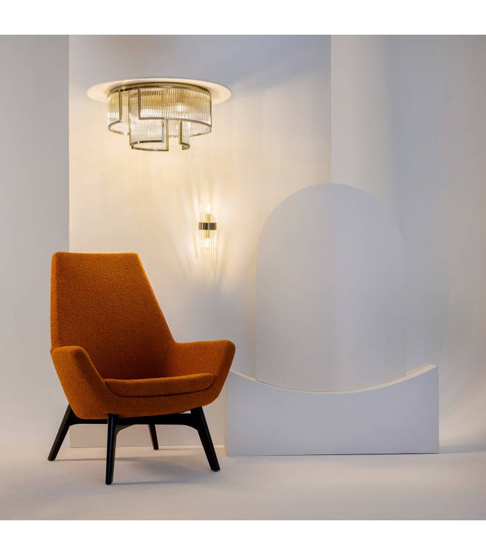 Frame Modern Up & Down Wall Lamp Gold 2xE14 Glass Shade-4