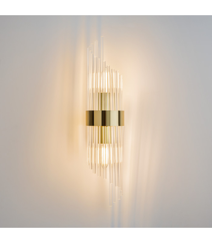Frame Modern Up & Down Wall Lamp Gold 2xE14 Glass Shade-5