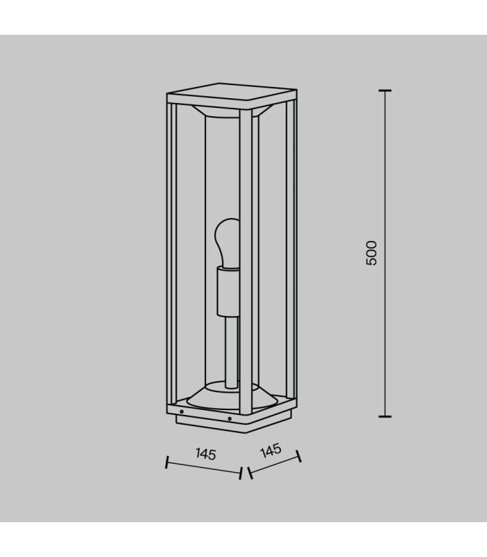 Cell 50cm Outdoor Bollard Graphite IP54 1xE27-3