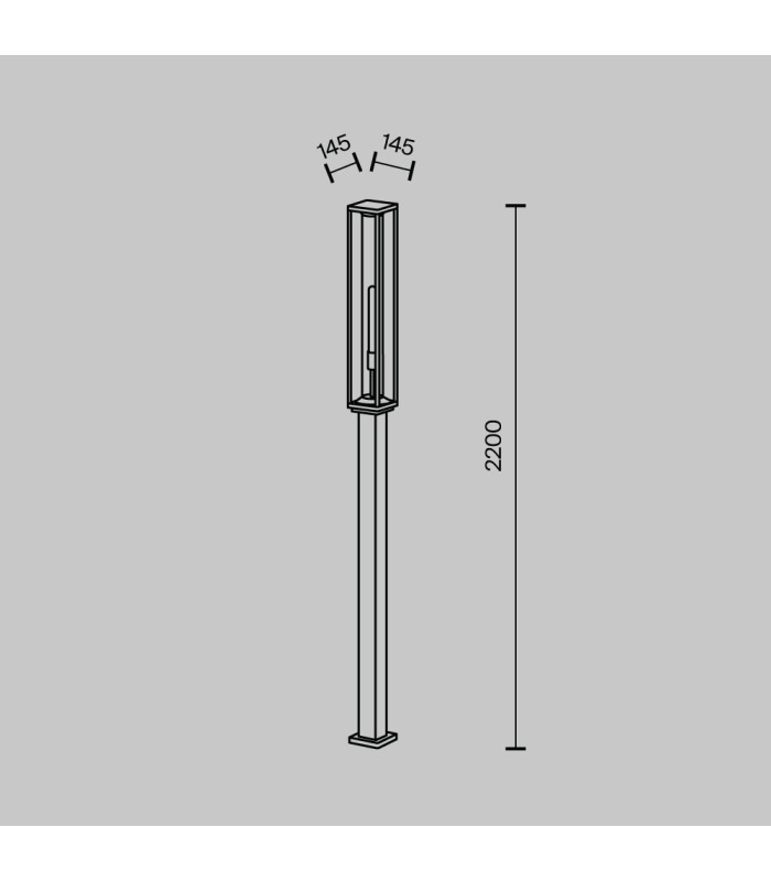 Cell 220cm Outdoor Bollard Graphite IP54 1xE27-3