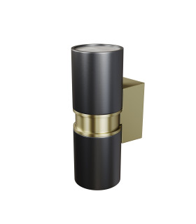Bowery Outdoor Up Down Wall Lamp Black Brass IP54 2xGU10-1