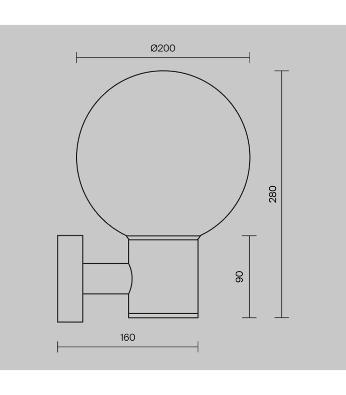 Bold II Outdoor Globe Wall Lamp Black IP54 1xE27-3