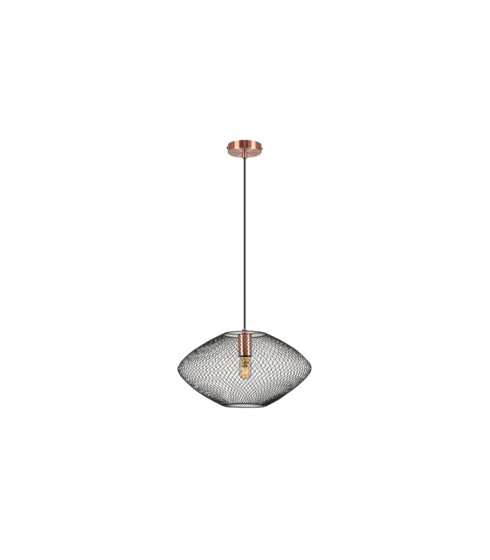 Melany Wire Frame Pendant Ceiling Light Black, Copper 1xE27