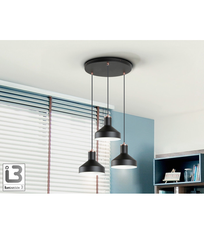 Irias Cluster Pendant Ceiling Light Black Copper 3xE27-1