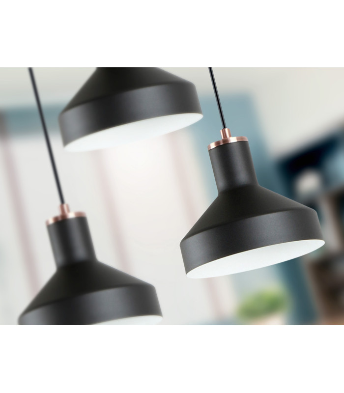 Irias Cluster Pendant Ceiling Light Black Copper 3xE27-3