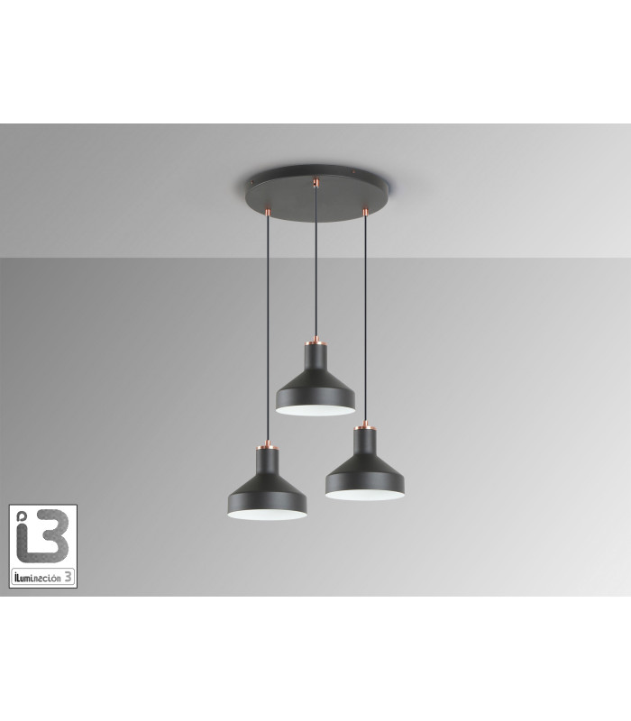 Irias Cluster Pendant Ceiling Light Black Copper 3xE27-4