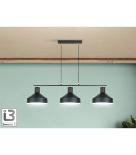 Irias Bar Pendant Ceiling Light Black Copper 3xE27-1