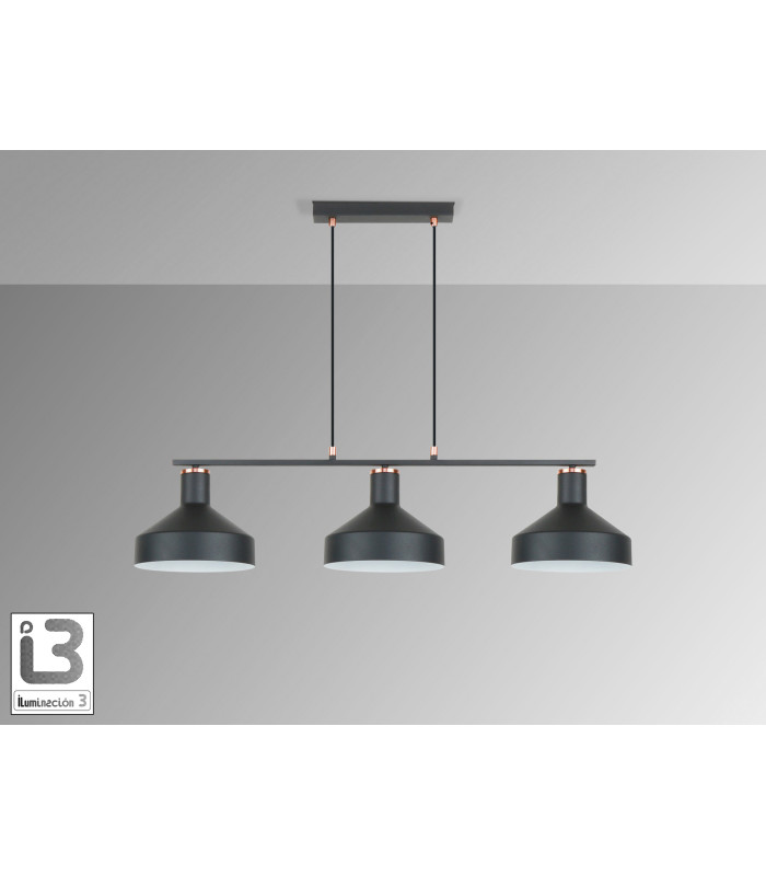 Irias Bar Pendant Ceiling Light Black Copper 3xE27-4