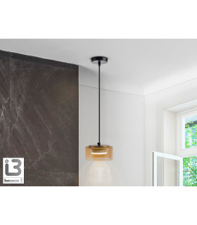 Olaia Slim Pendant Ceiling Light Black Amber 1xGX53 3000K 660lm-1