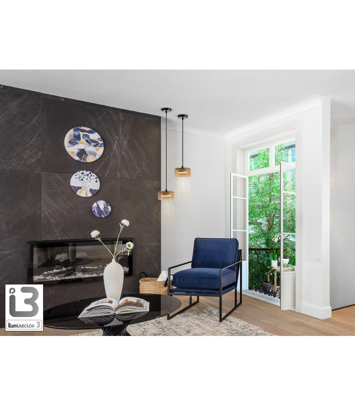 Olaia Slim Pendant Ceiling Light Black Amber 1xGX53 3000K 660lm-2