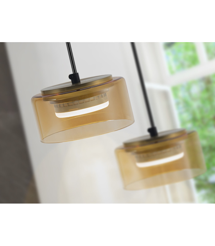 Olaia Slim Pendant Ceiling Light Black Amber 1xGX53 3000K 660lm-3