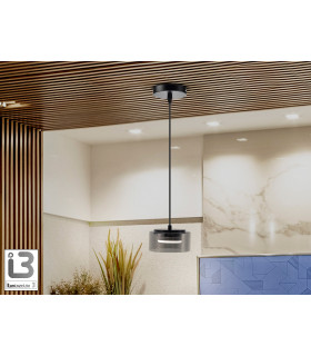 Olaia Slim Pendant Ceiling Light Black Smoky 1xGX53 3000K 660lm-1