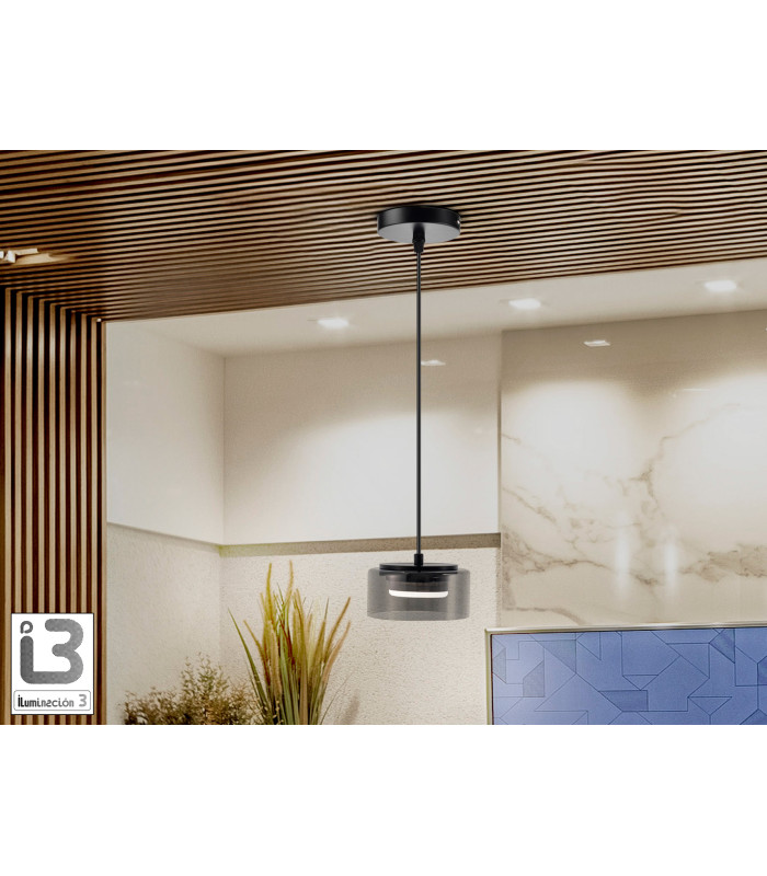 Olaia Slim Pendant Ceiling Light Black Smoky 1xGX53 3000K 660lm-1