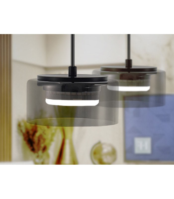 Olaia Slim Pendant Ceiling Light Black Smoky 1xGX53 3000K 660lm-3
