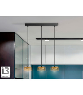 Olaia Bar Pendant Ceiling Light Black Amber 3xGX53 3000K 660lm-1