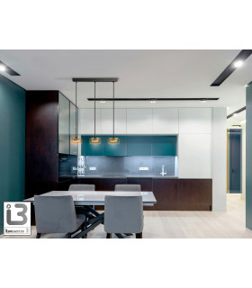 Olaia Bar Pendant Ceiling Light Black Amber 3xGX53 3000K 660lm-2