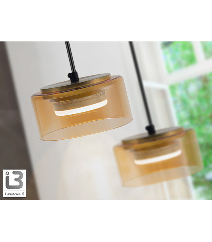 Olaia Bar Pendant Ceiling Light Black Amber 3xGX53 3000K 660lm-3