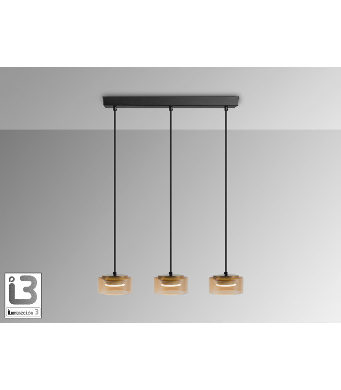 Olaia Bar Pendant Ceiling Light Black Amber 3xGX53 3000K 660lm-4