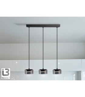 Olaia Bar Pendant Ceiling Light Black Smoky 3xGX53 3000K 660lm-1