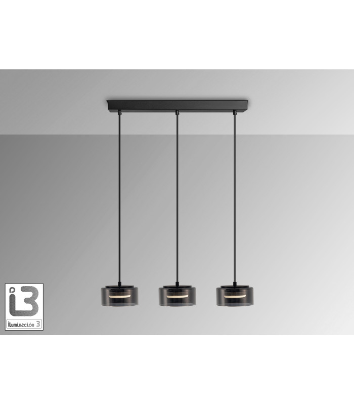 Olaia Bar Pendant Ceiling Light Black Smoky 3xGX53 3000K 660lm-4